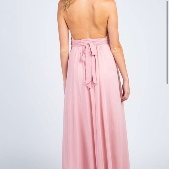 PinkBlush halter chiffon maxi dress gown nwot - Picture 4 of 4
